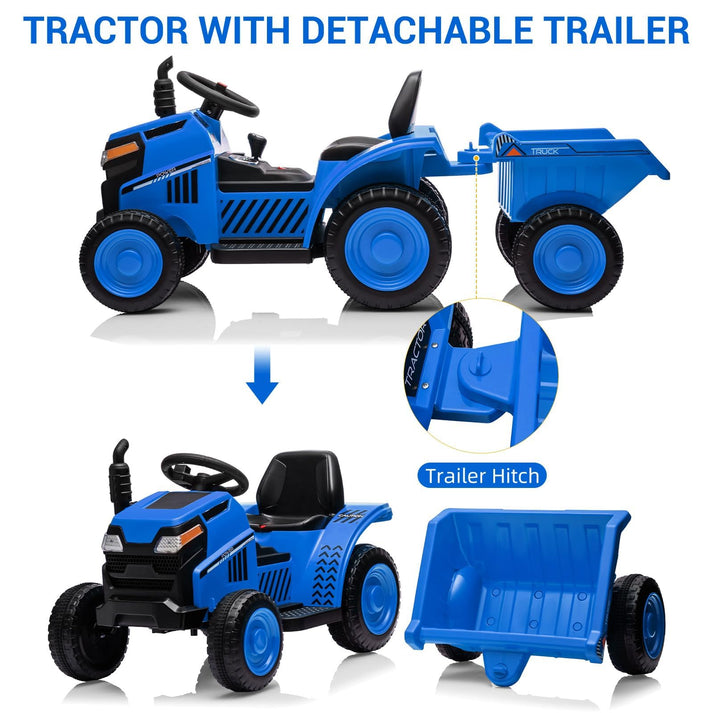 Tractor eléctrico 6V con remolque para niños