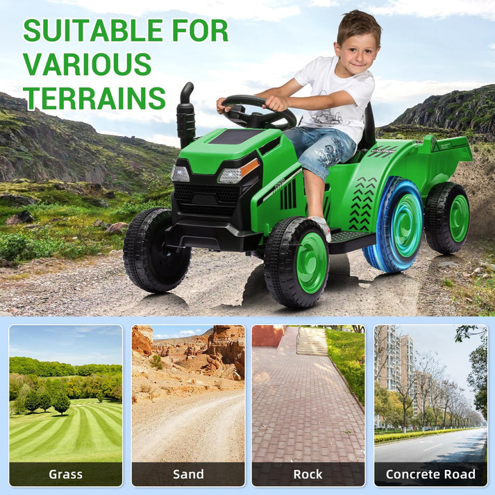 Tractor en uso con diferentes accesorios